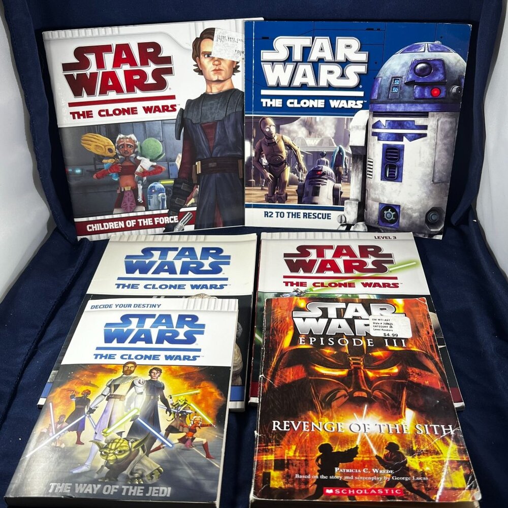 Star Wars The Clone Wars Book Set Of 7 Childrens Scholastic Readers & Chapter Bo
